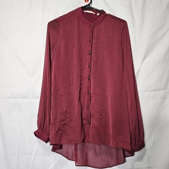 Soft surroundings small sheer cover with unique buttons long sleeve top - Picture 1 of 6